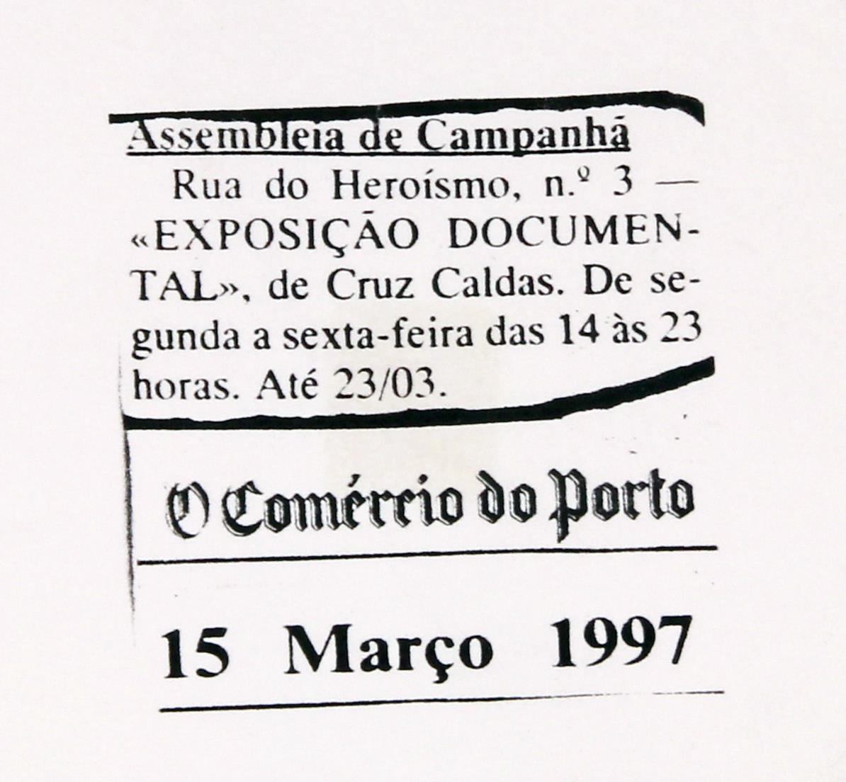2º Exposição "Documental" póstuma :«Uma obra : Cruz Caldas» : «O Comércio do Porto» : [exposição de Cruz Caldas]