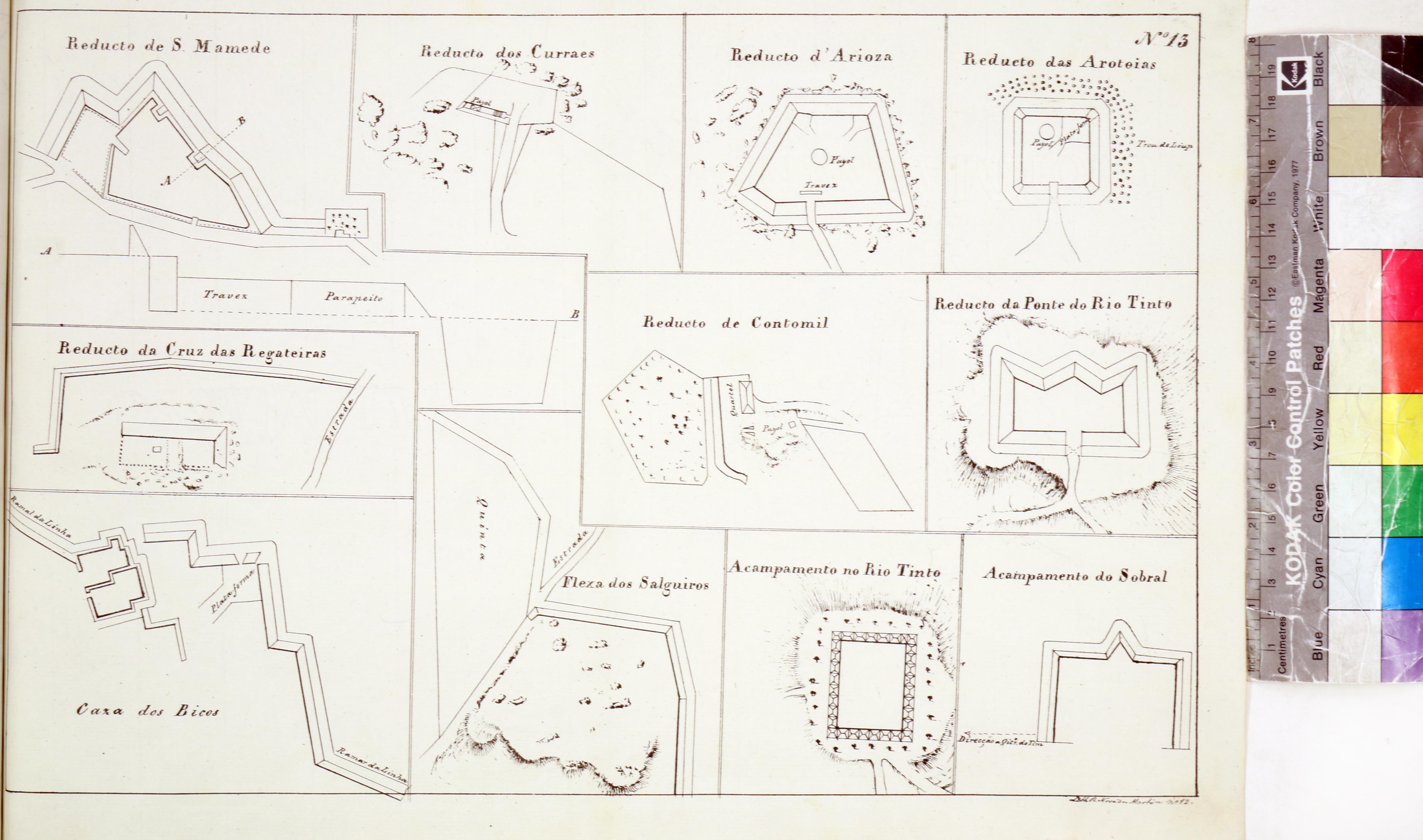 Coleção de plantas e perfis das fortificações, referidas à carta geral das linhas dos exércitos libertador e rebelde, no sítio do Porto