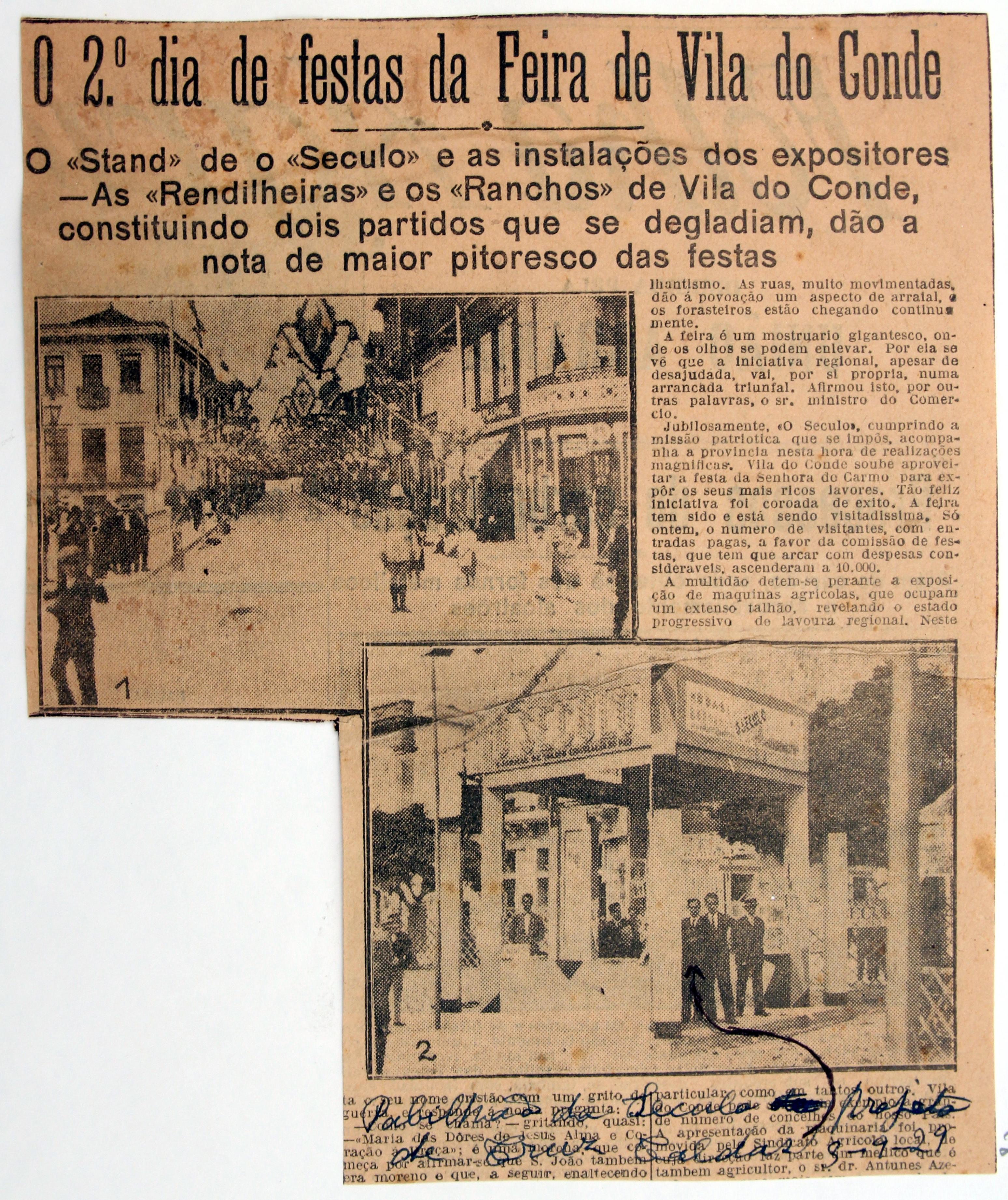Cruz Caldas (2) : 1928-1946 : o 2.º dia de festas da feira de Vila do Conde : [Cruz Caldas no stand de «O Século»