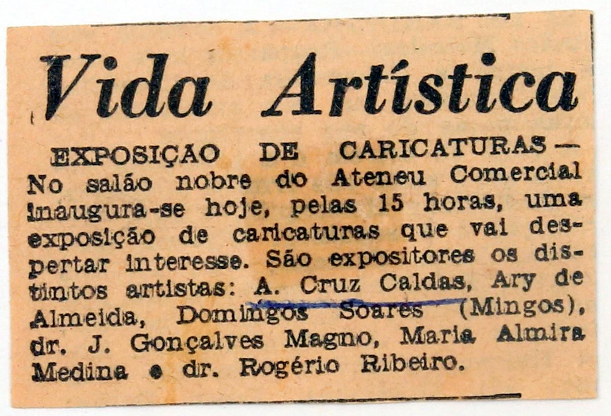 Cruz Caldas (3) : 1946-1965 : vida artística : exposição de caricaturas