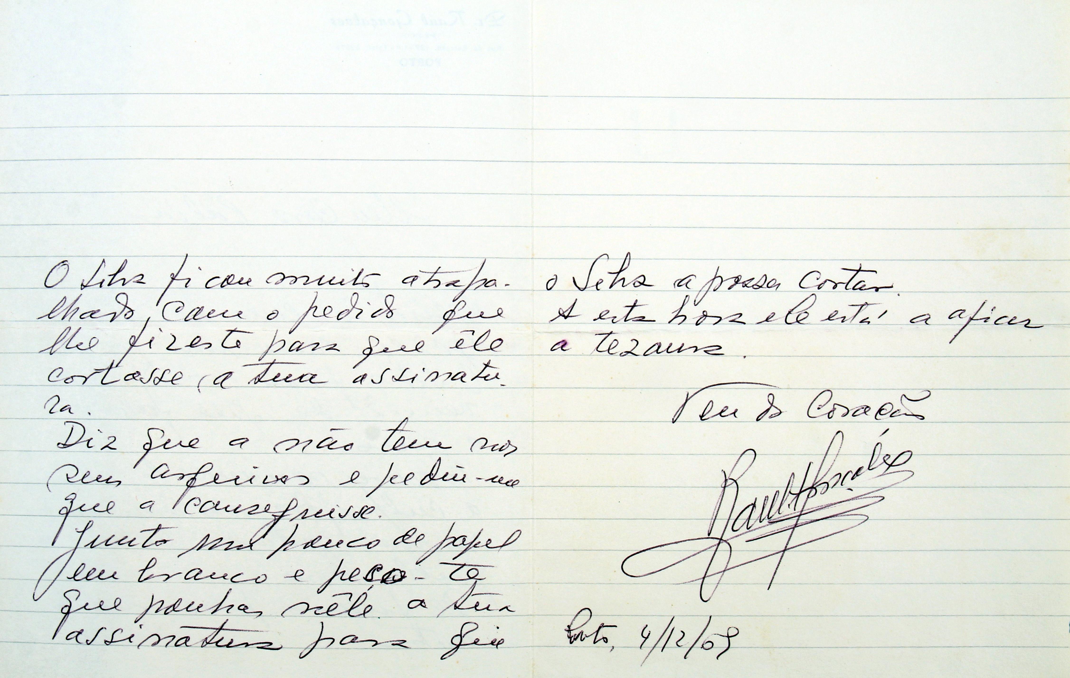 Cruz Caldas (4) : 1966 - 2009 : [carta de Raúl Gonçalves a Cruz Caldas]
