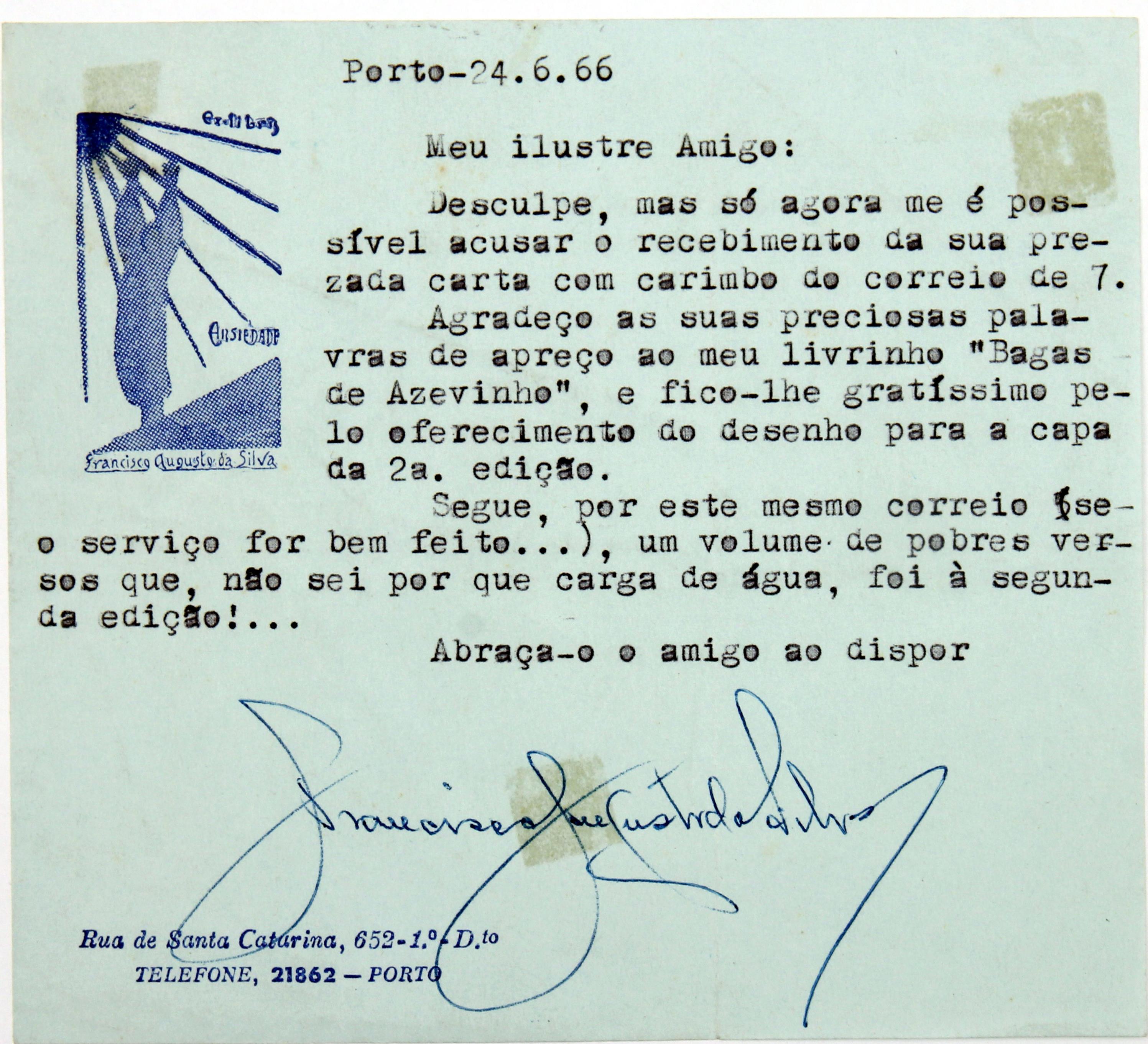 Cruz Caldas (4) : 1966 - 2009 : [carta de Francisco Augusto da Silva a Cruz Caldas]
