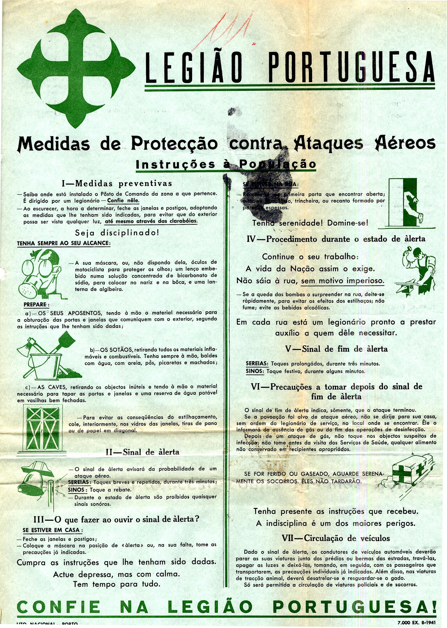 Legião Portuguesa : medidas de proteção contra ataques aéreos : instruções à população