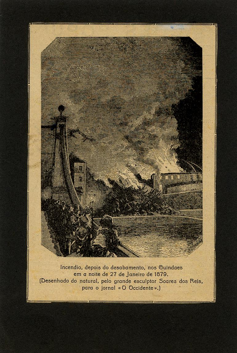 Incêndio, depois do desabamento, nos Guindais em a noite de 27 de Janeiro de 1879
