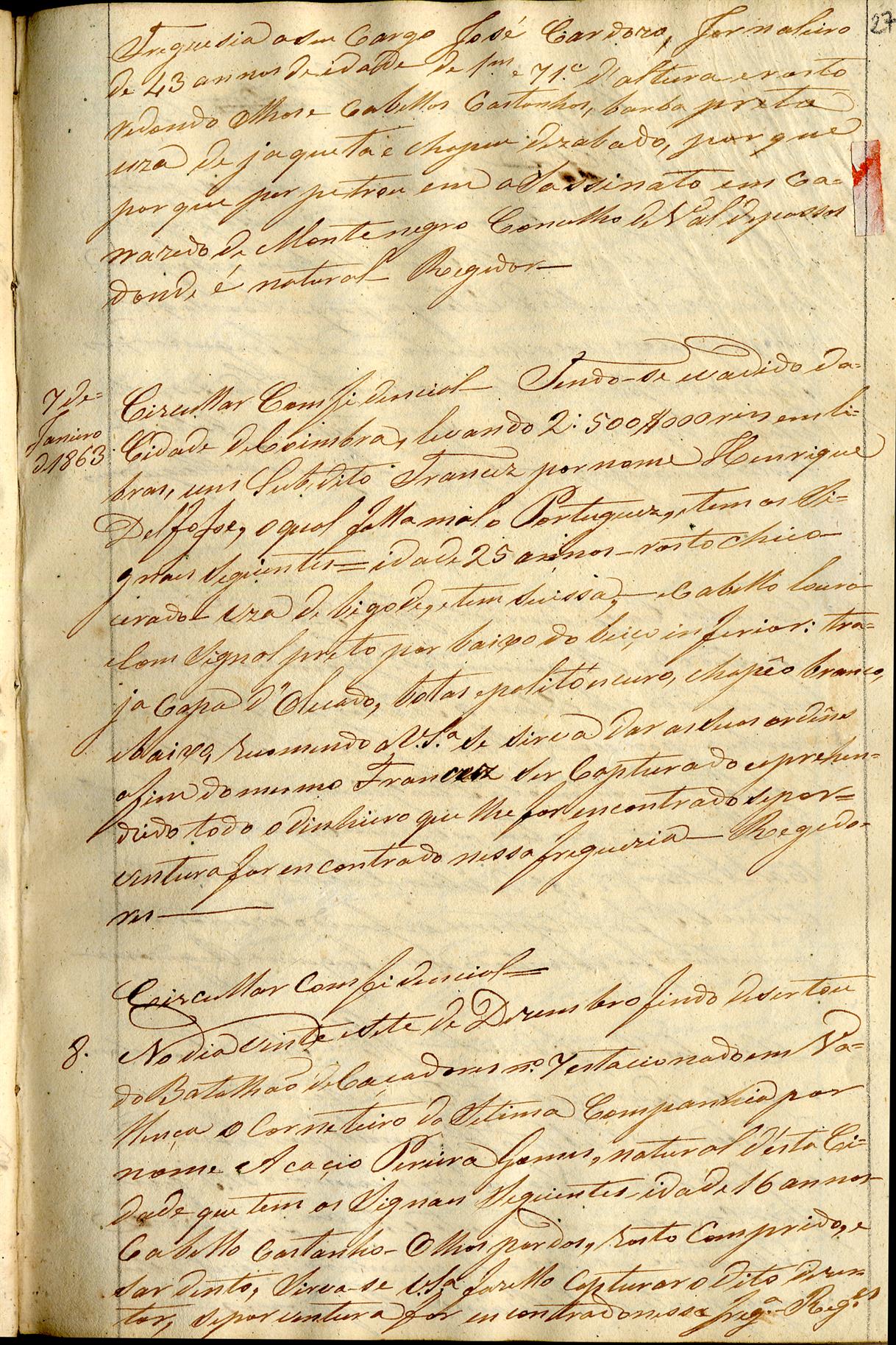 Correspondência expedida para os regedores pela Administração do Bairro de Santa Catarina : copiador : 1859 - 1866