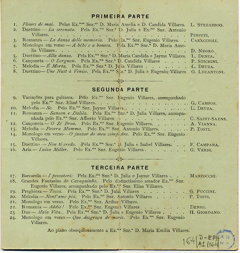 Programa do grande sarau dramático musical : 25 de Dezembro 1902