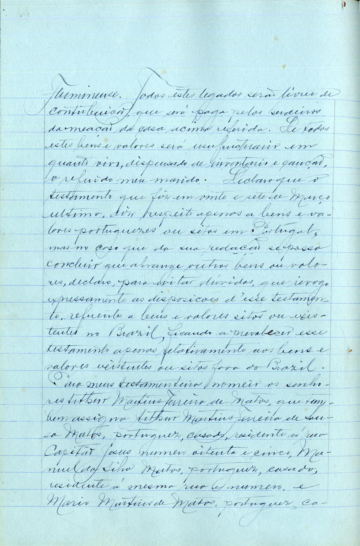 Registo da certidão do testamento com que faleceu Júlia Adelaide de Mesquita Guimarães Vasconcelos, proprietária