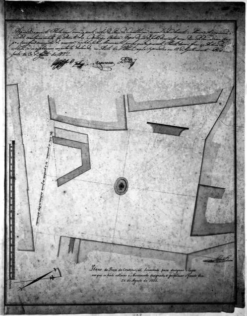 Plano da Praça da Constituição, levantado para designar o lugar em que se há-de colocar o monumento designado a perpetuar o fausto dia 24 de Agosto de 1822