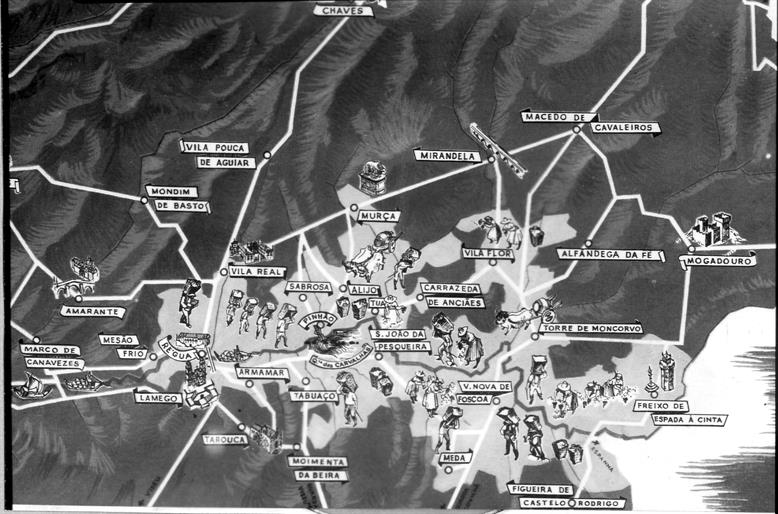 Mapas das regiões demarcadas dos vinhos do Porto, Verde e Dão