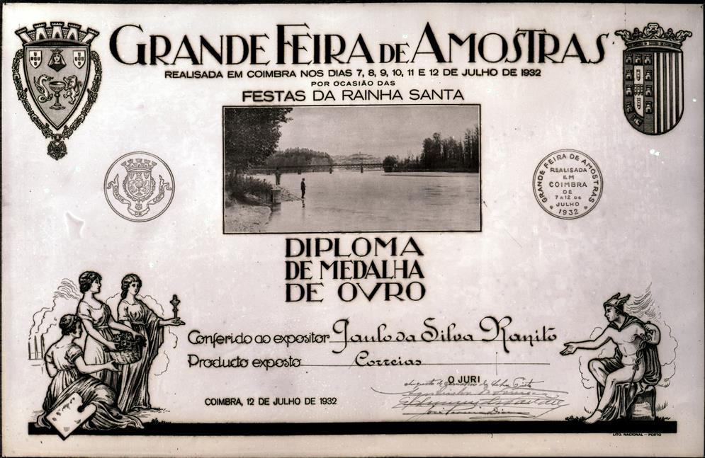 Diploma de medalha de ouro conferida a Paulo da Silva Ranito