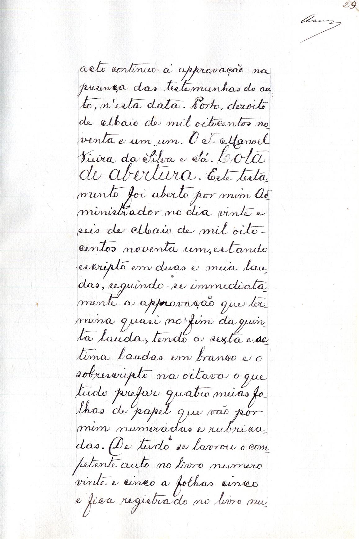 Registo do testamento com que faleceu Adriano de Abreu Cardoso Machado, Conselheiro, Procurador Geral da Coroa e Fazenda