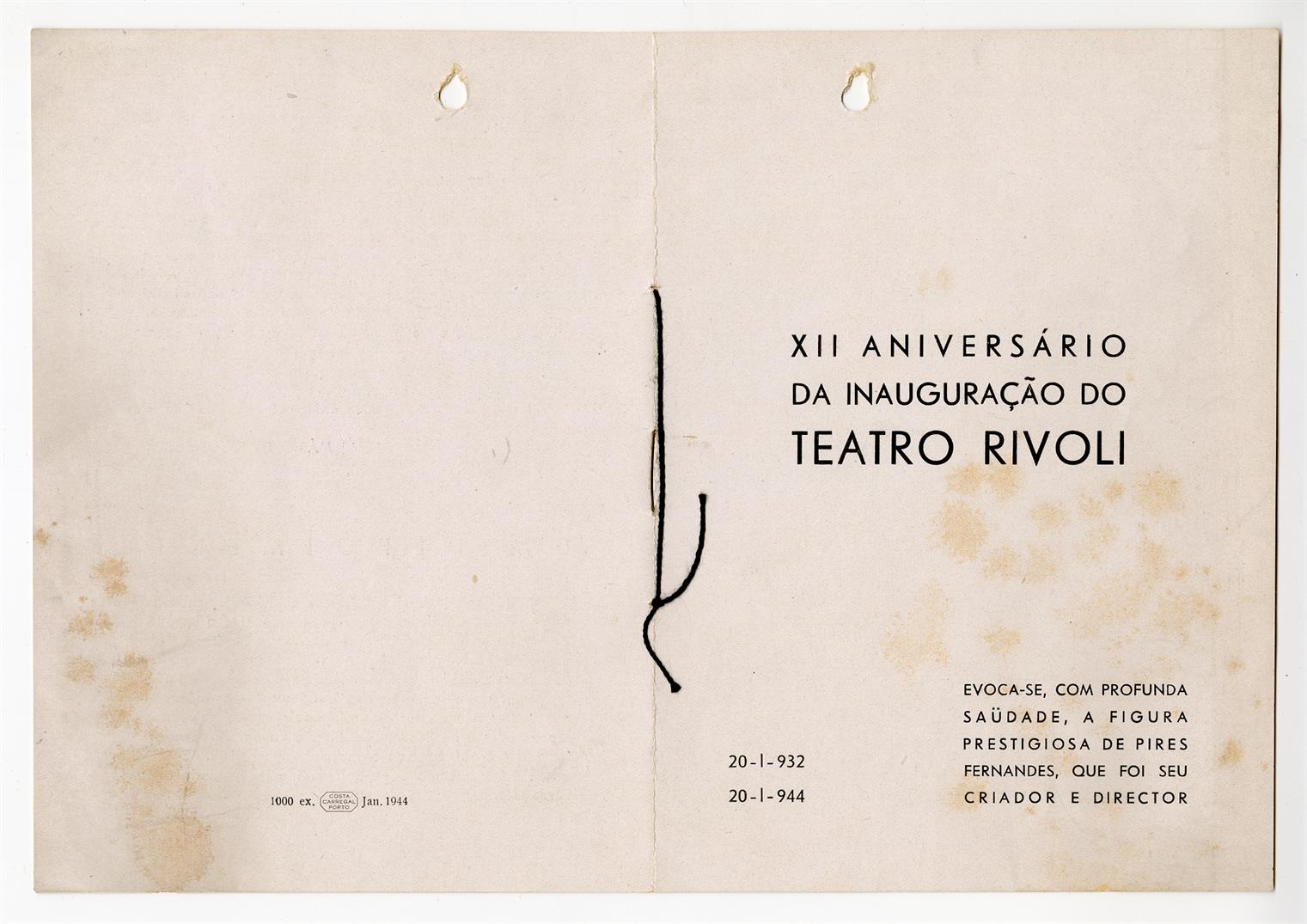 XII aniversário da inauguração do Teatro Rivoli