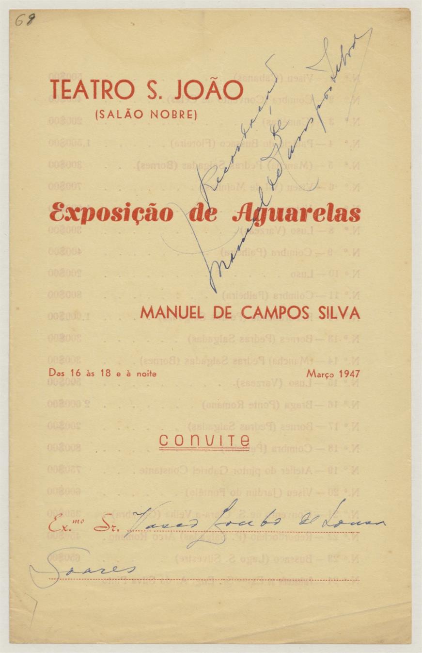 Exposição de aguarelas : Manuel de Campos Silva