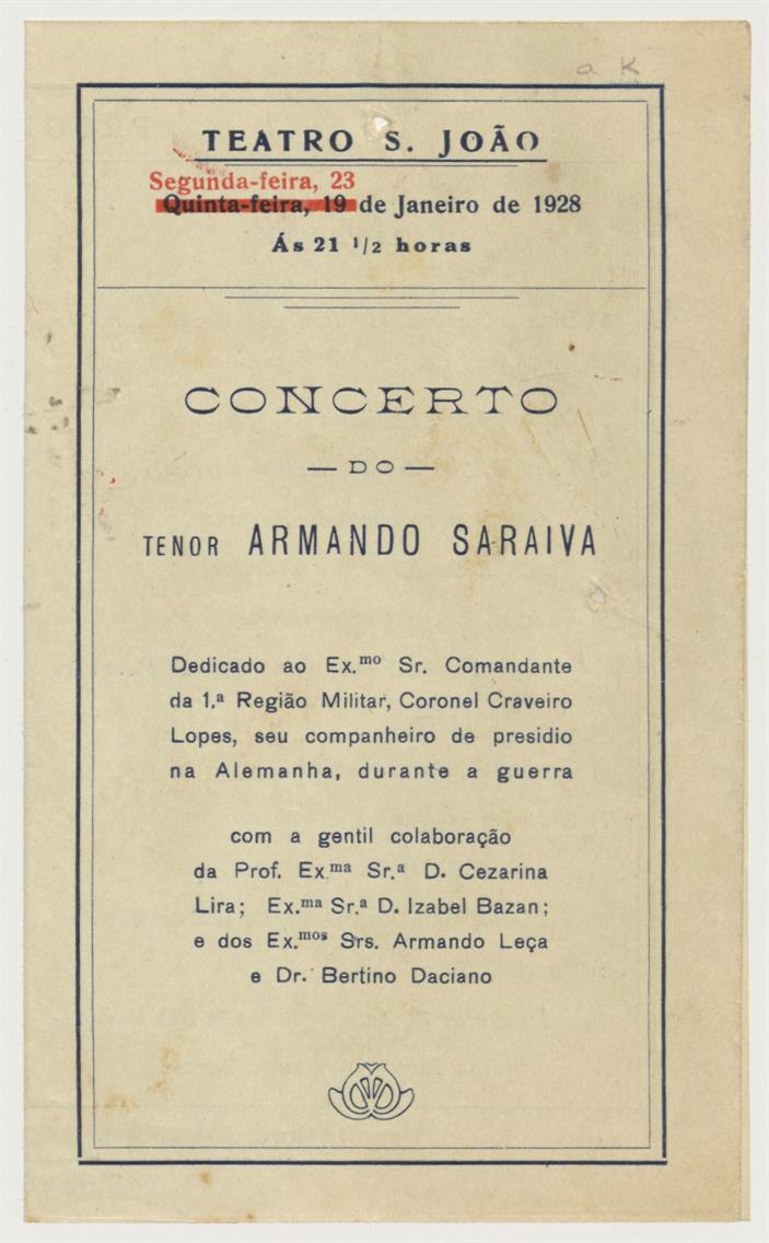 Teatro São João : concerto do tenor Armando Saraiva