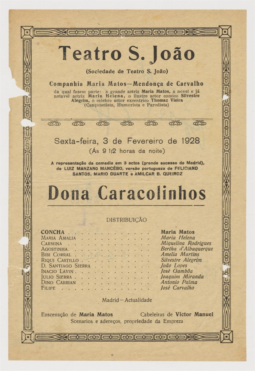 Teatro São João : Dona Caracolinhos