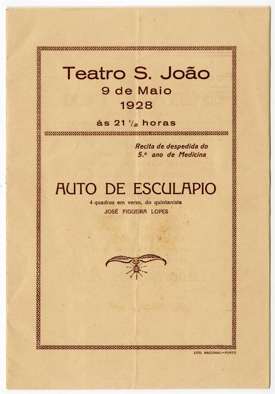 Teatro São João : récita de despedida do 5.º ano de Medicina : Auto de Esculápio