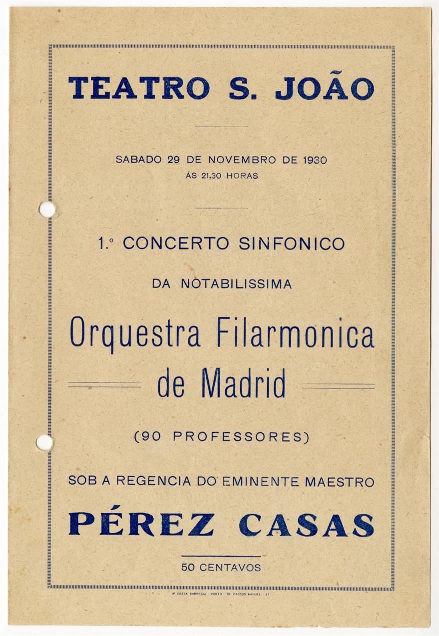 Teatro São João: 1.º concerto sinfónico da notabilíssima Orquestra Filarmónica de Madrid