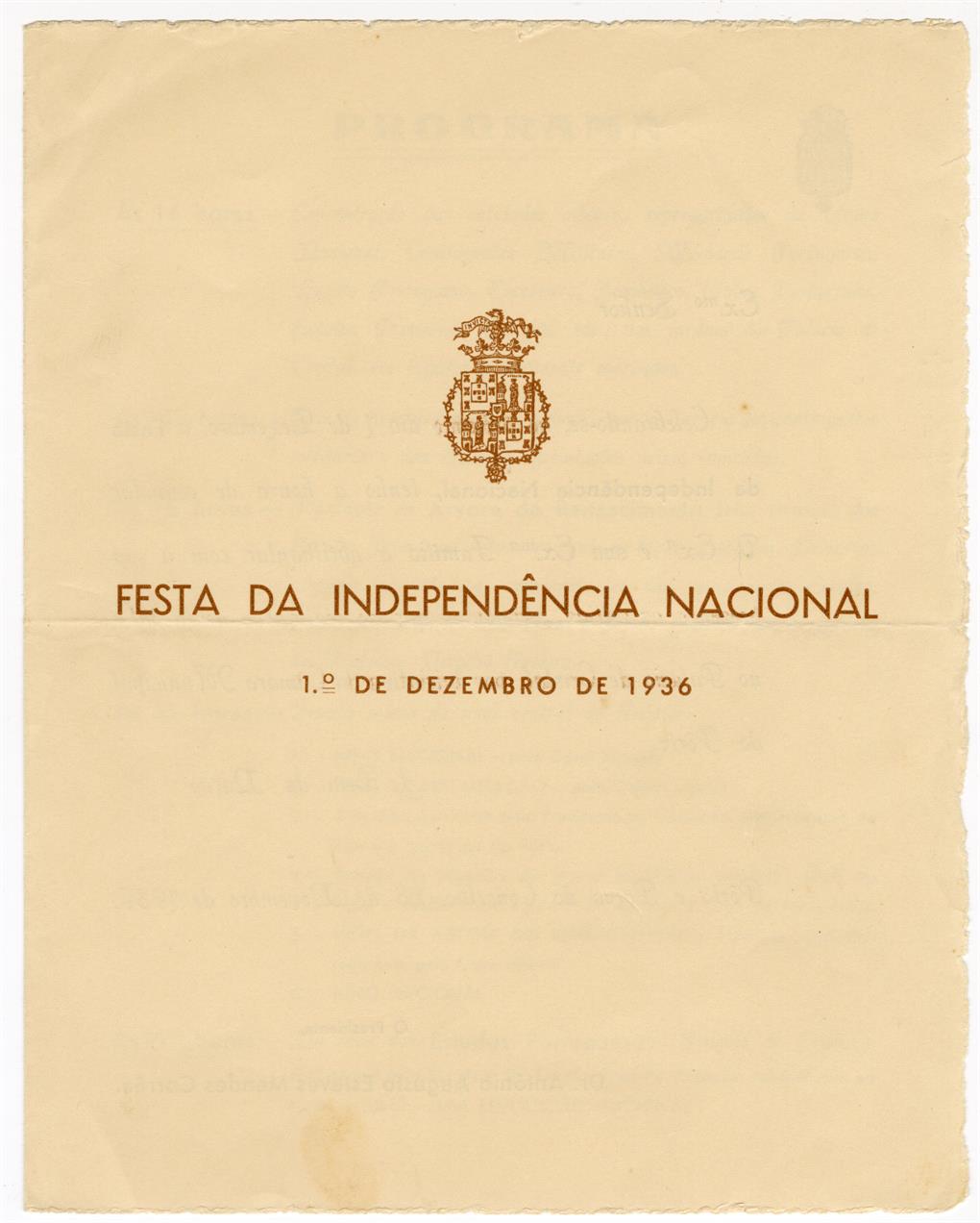 Festa da Independência Nacional : 1º de Dezembro de 1936