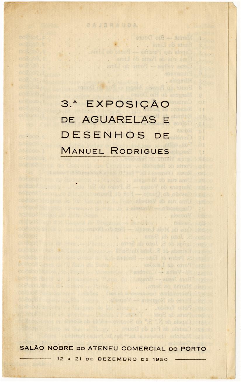 3ª Exposição de Aguarelas e Desenhos de Manuel Rodrigues
