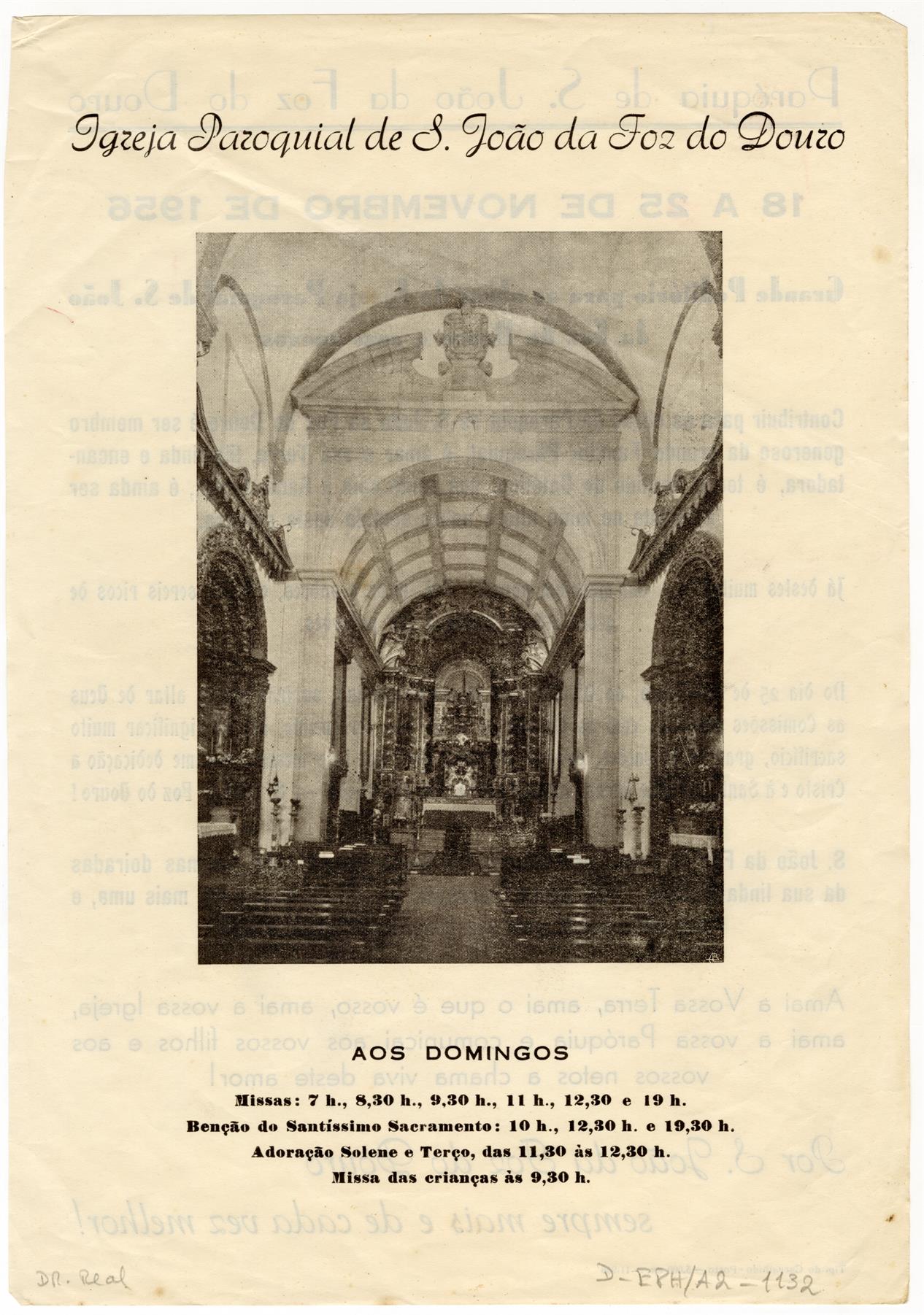 Paróquia de São João da Foz do Douro : grande peditório para as obras da Igreja Paroquial de S. João da Foz do Douro e seus anexos