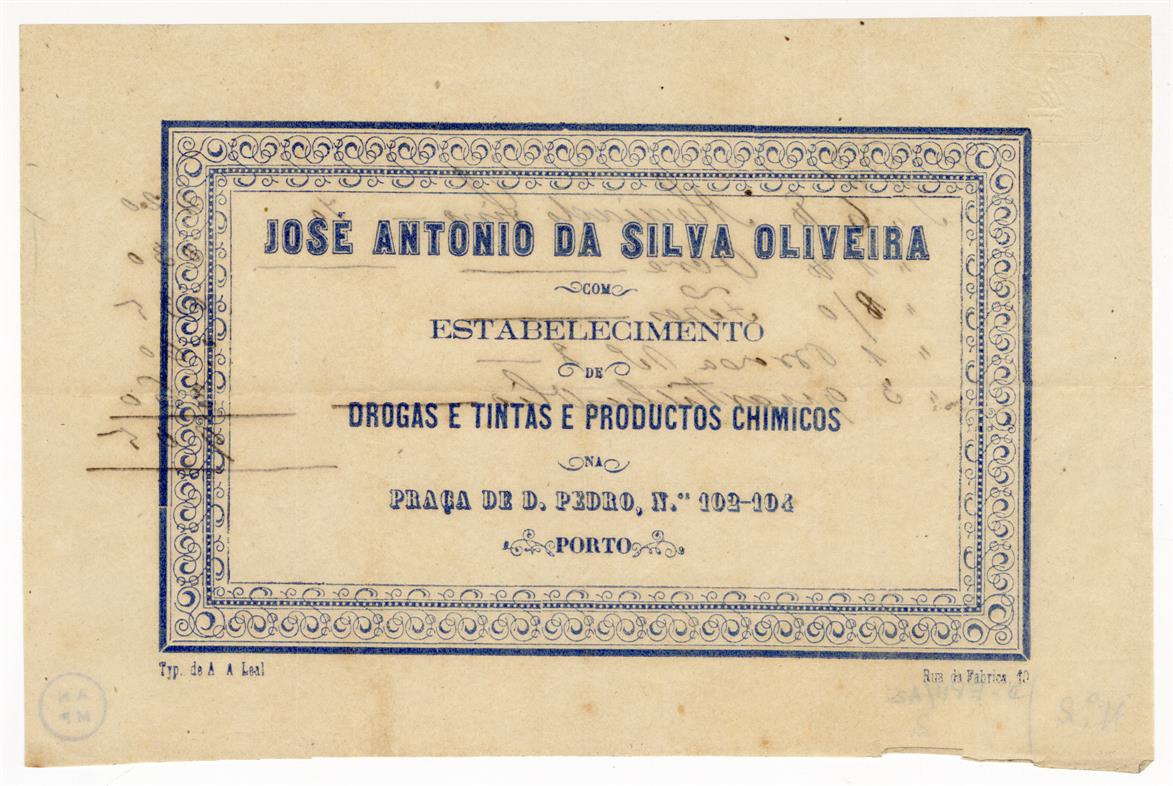 José António da Silva Oliveira com estabelecimento de drogas e tintas e produtos químicos