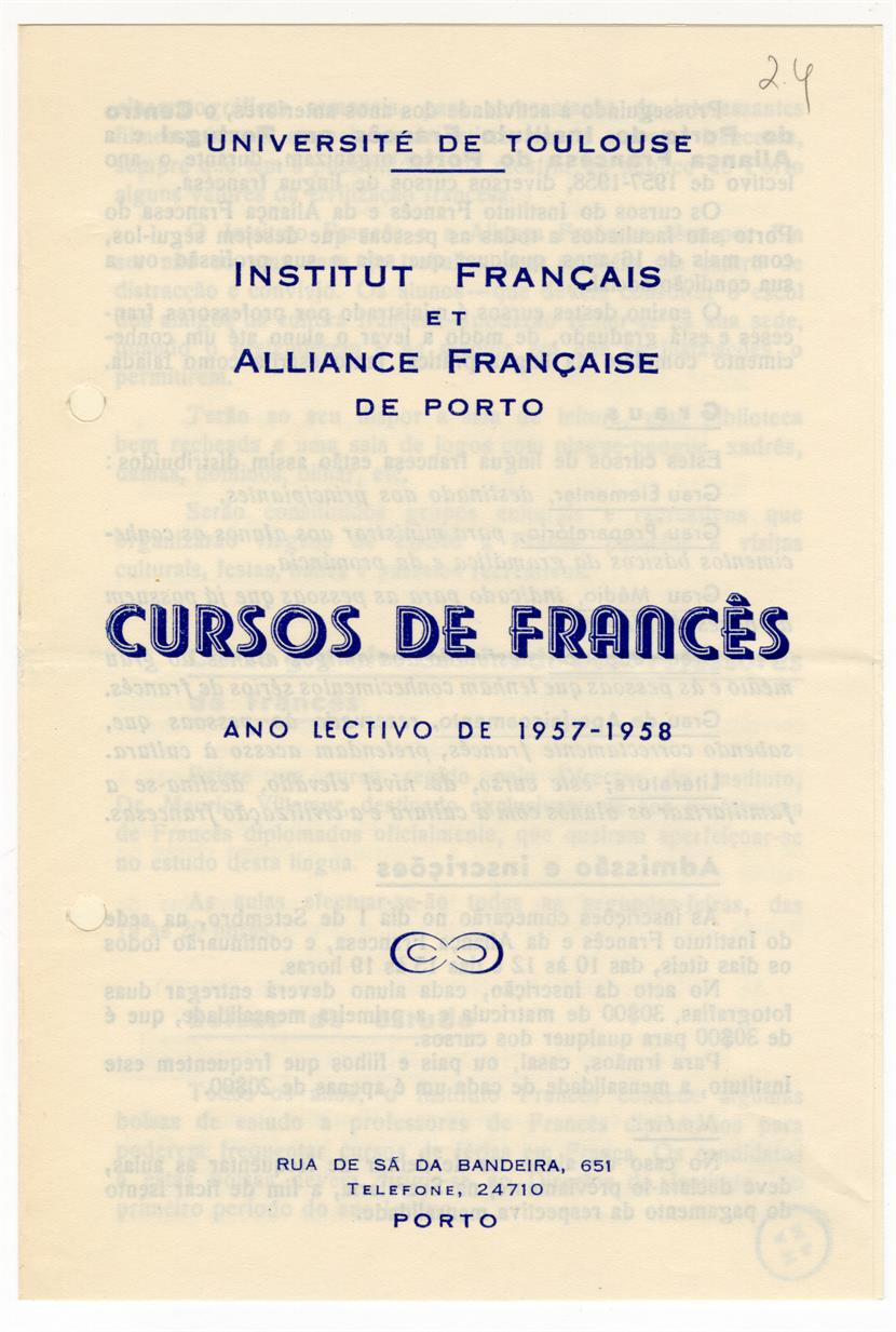 Cursos de francês : ano letivo de 1957-1958