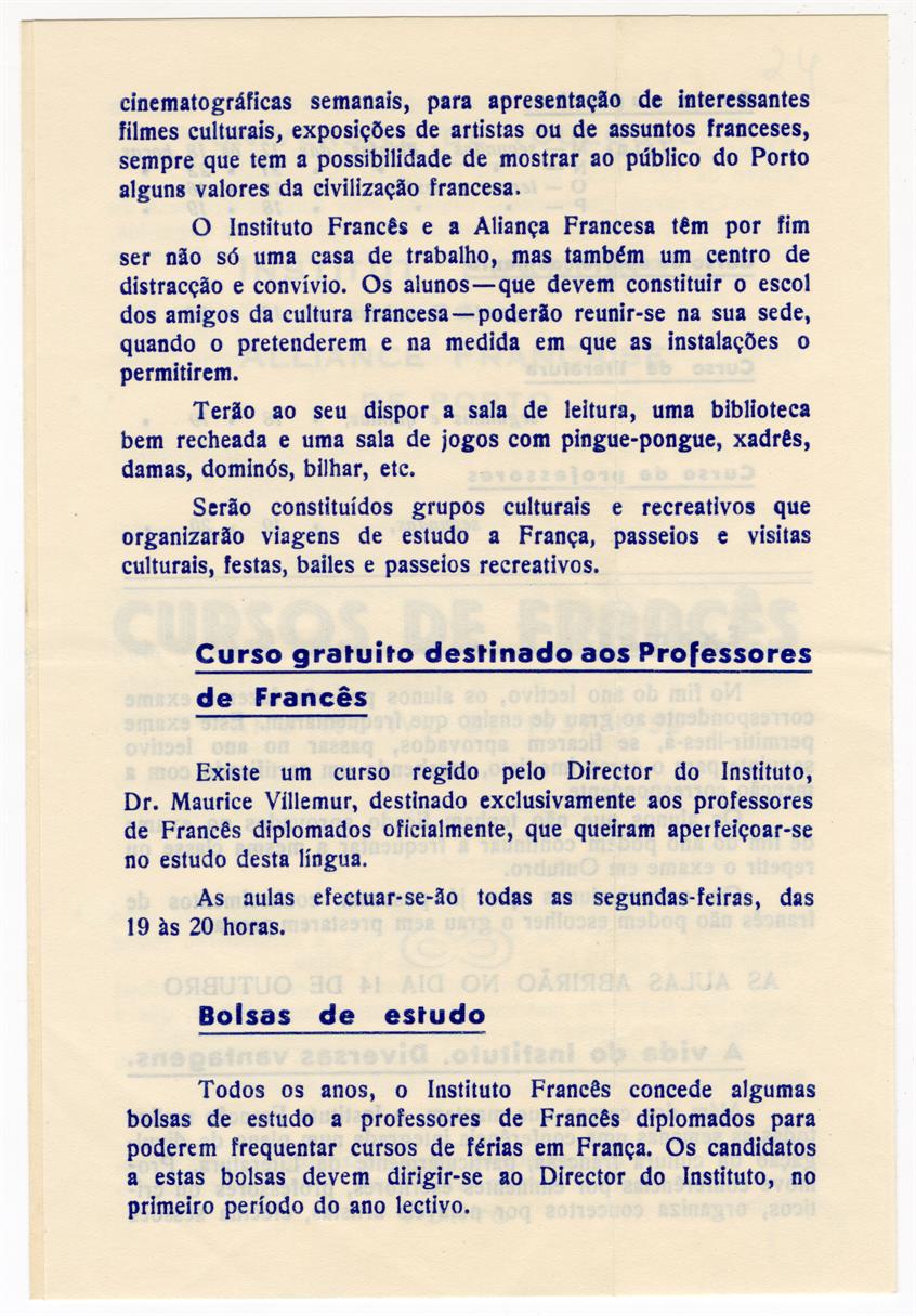 Cursos de francês : ano letivo de 1957-1958