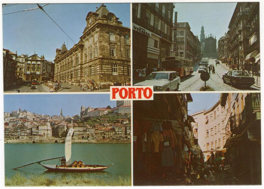Porto : Estação de São Bento; Rua dos Clérigos; barco rabelo; rua típica do bairro da Sé