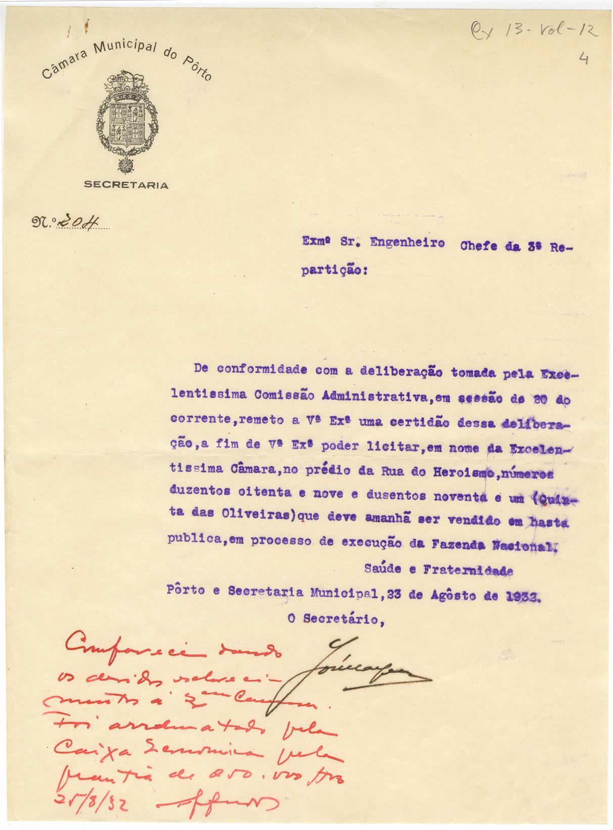 Documentação relativa ao prédio da Rua do Heroísmo n.º 289 e 291, denominado Quinta das Oliveiras