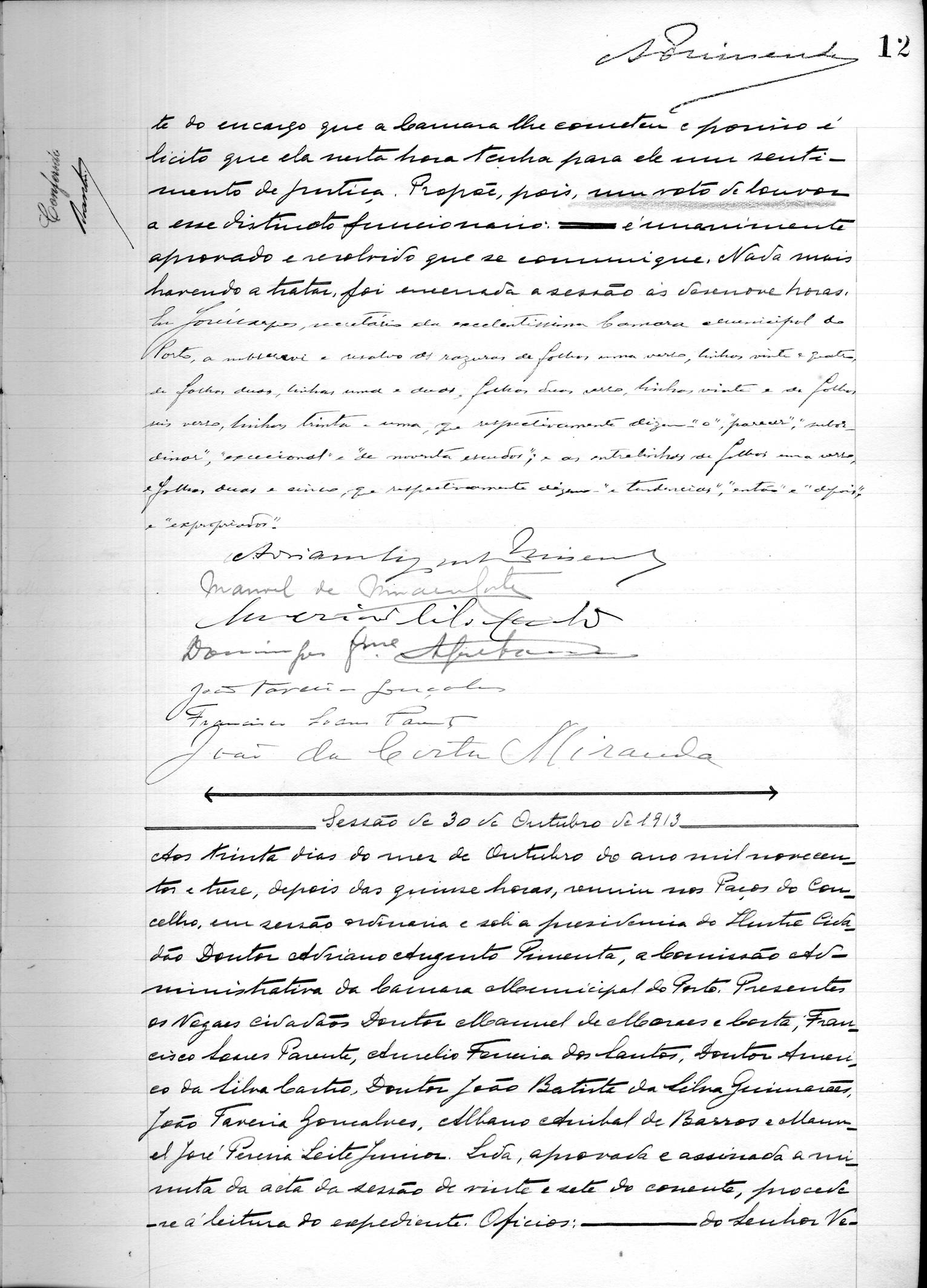 Acta de Vereação: 1913-10-30
