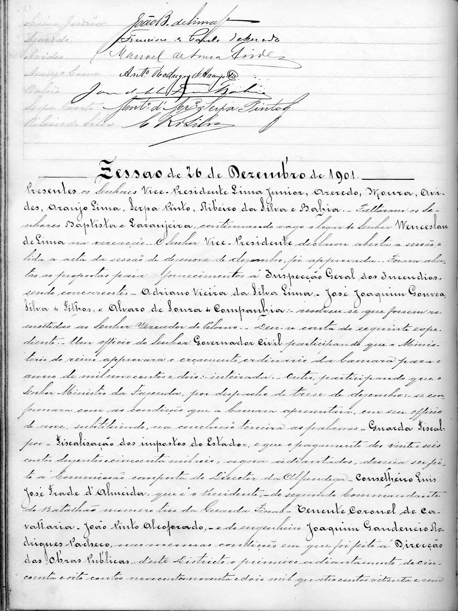 Acta de Vereação: 1901-12-19