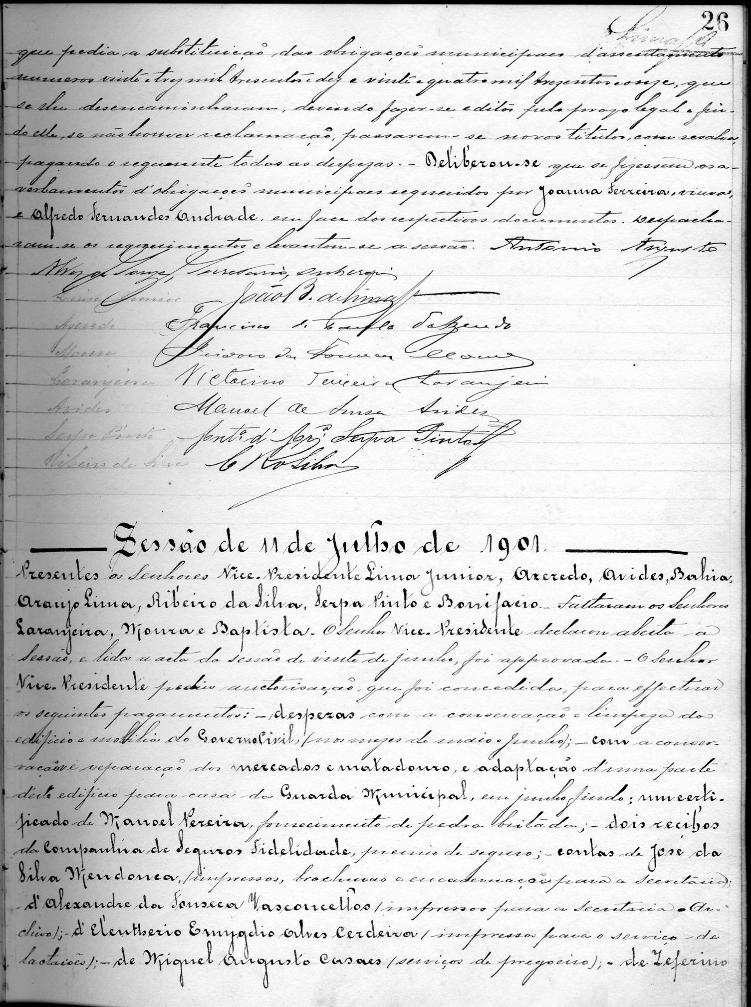 Acta de Vereação: 1901-07-11