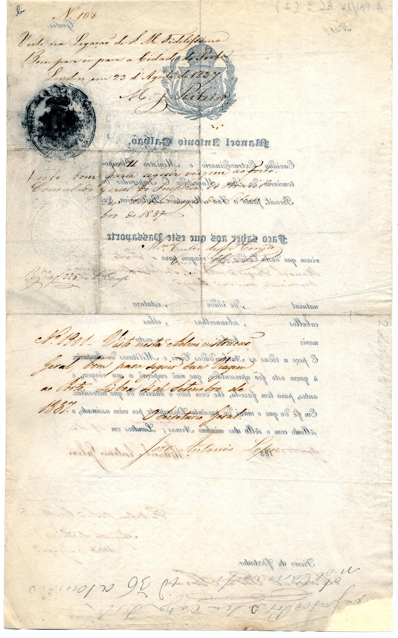 Passaporte de Manuel Pereira Rosas