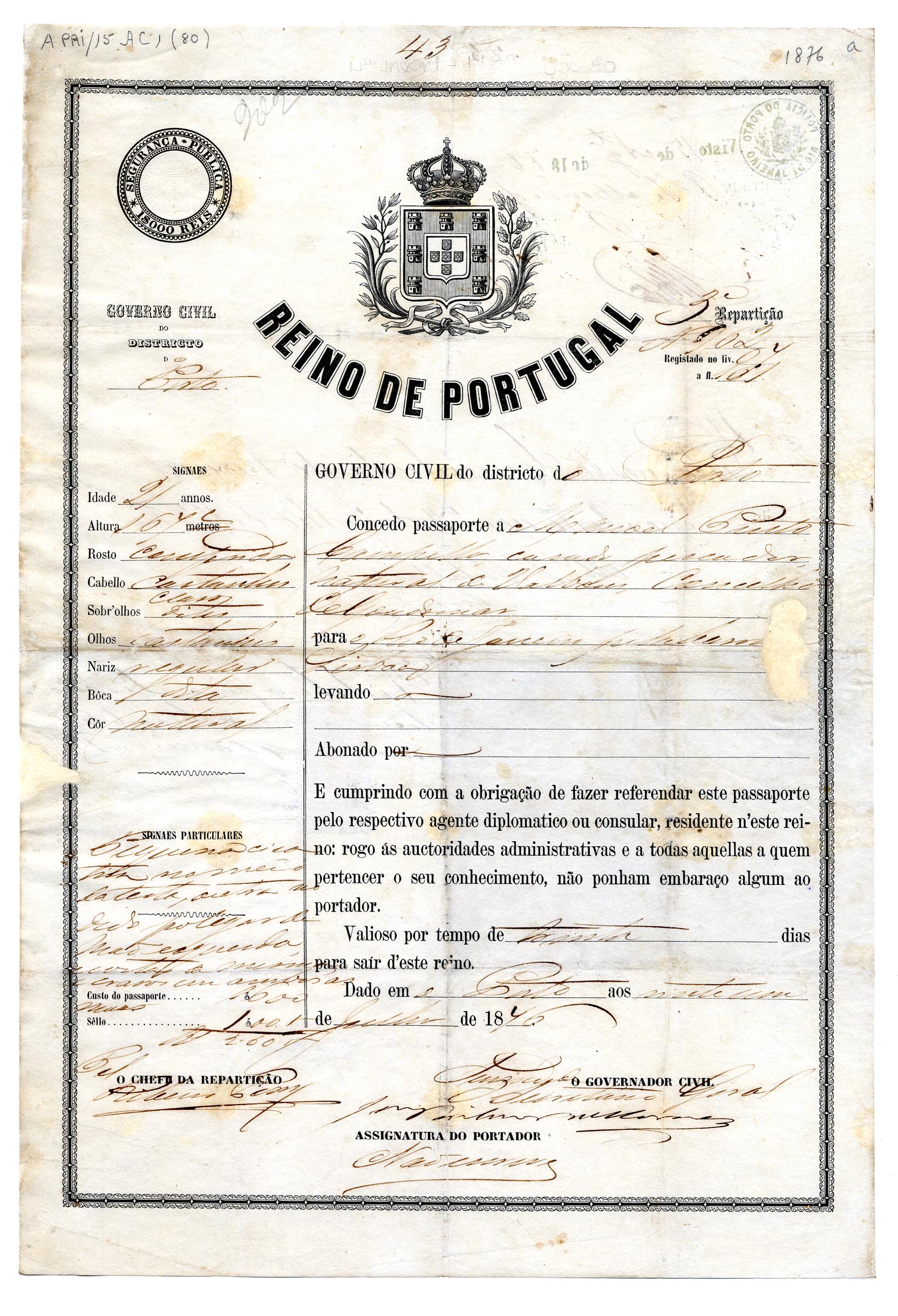Passaporte de Manuel Pinto Campelo
