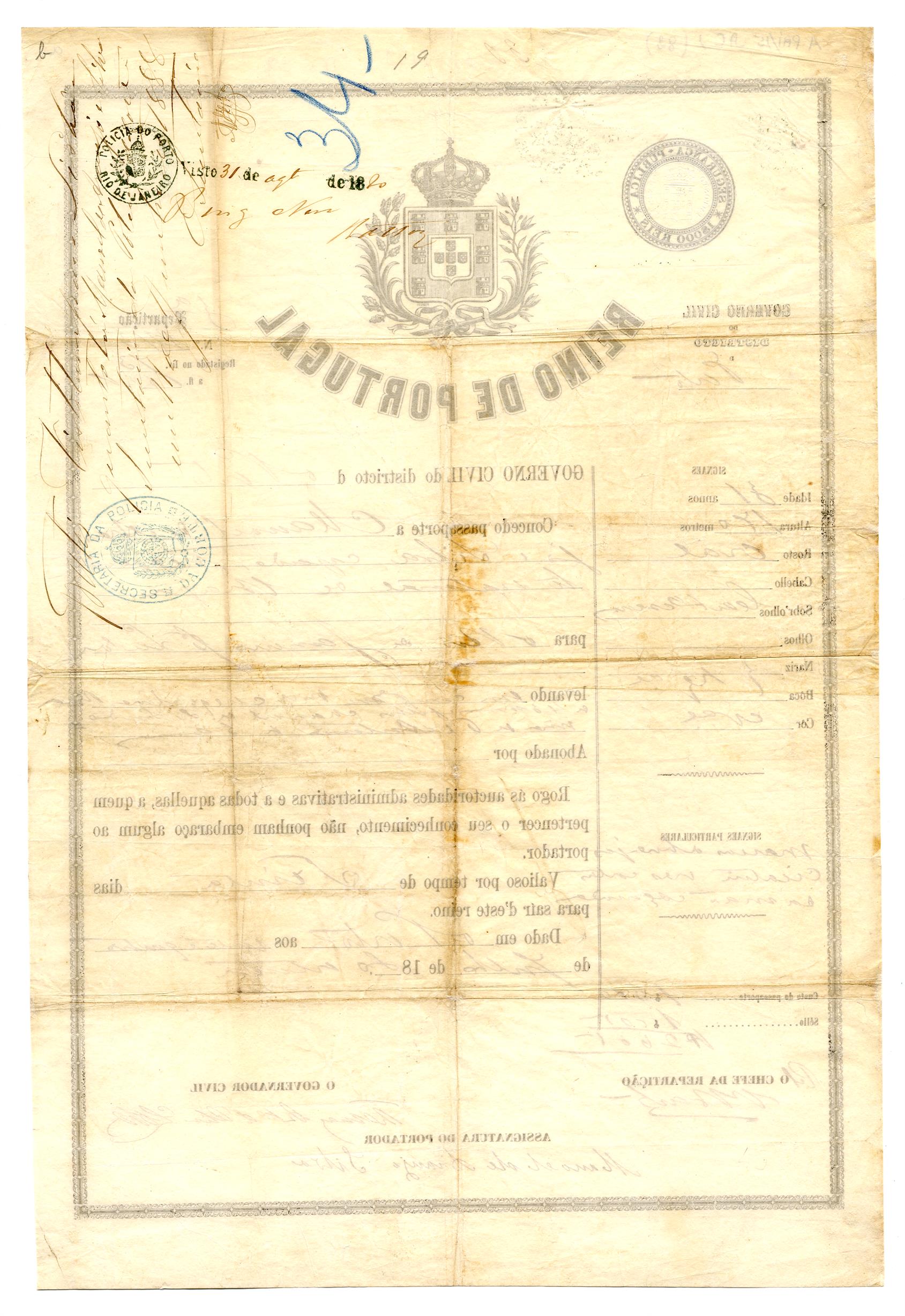 Passaporte de Manuel de Araújo e Silva