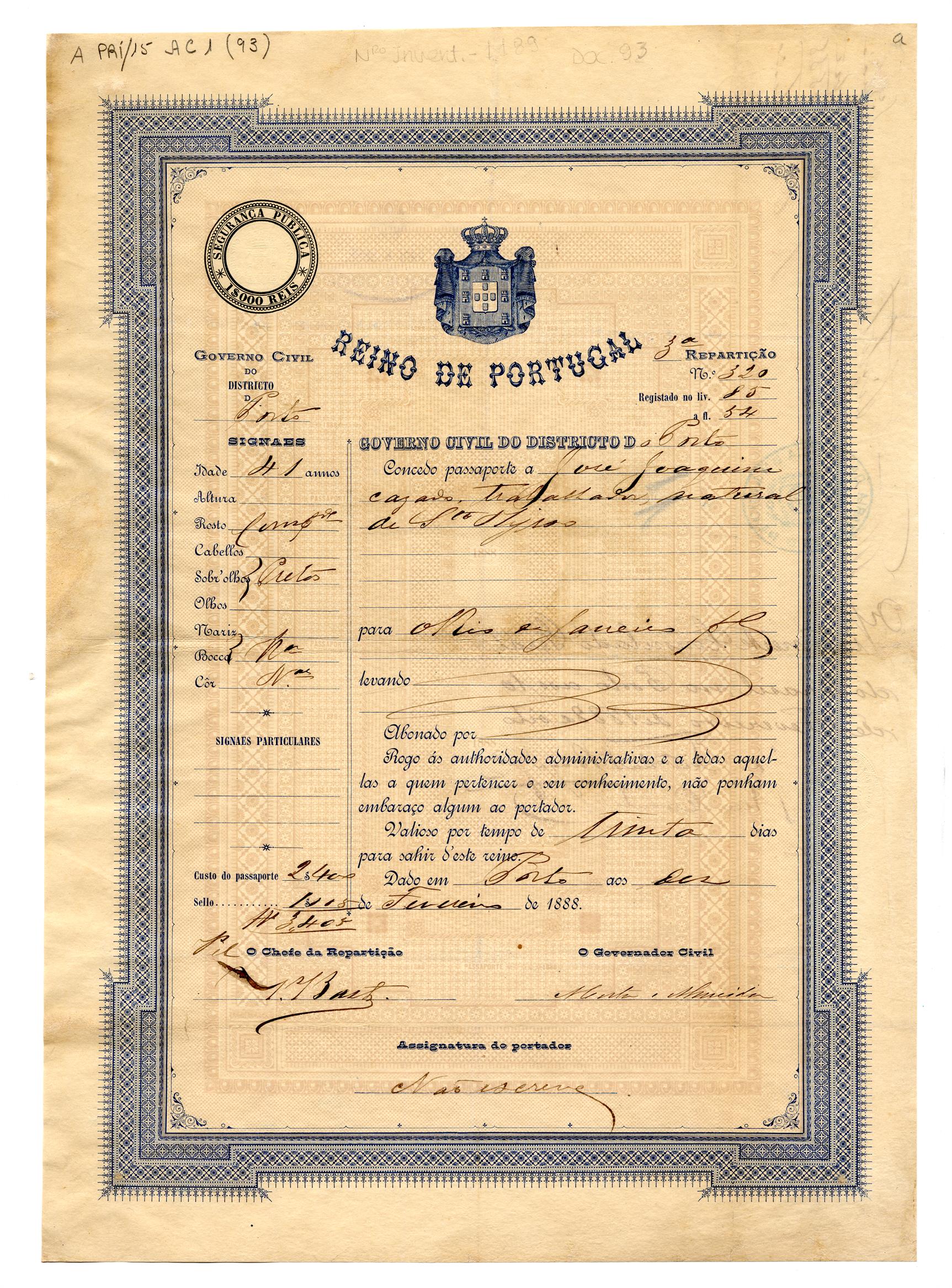 Passaporte de José Joaquim