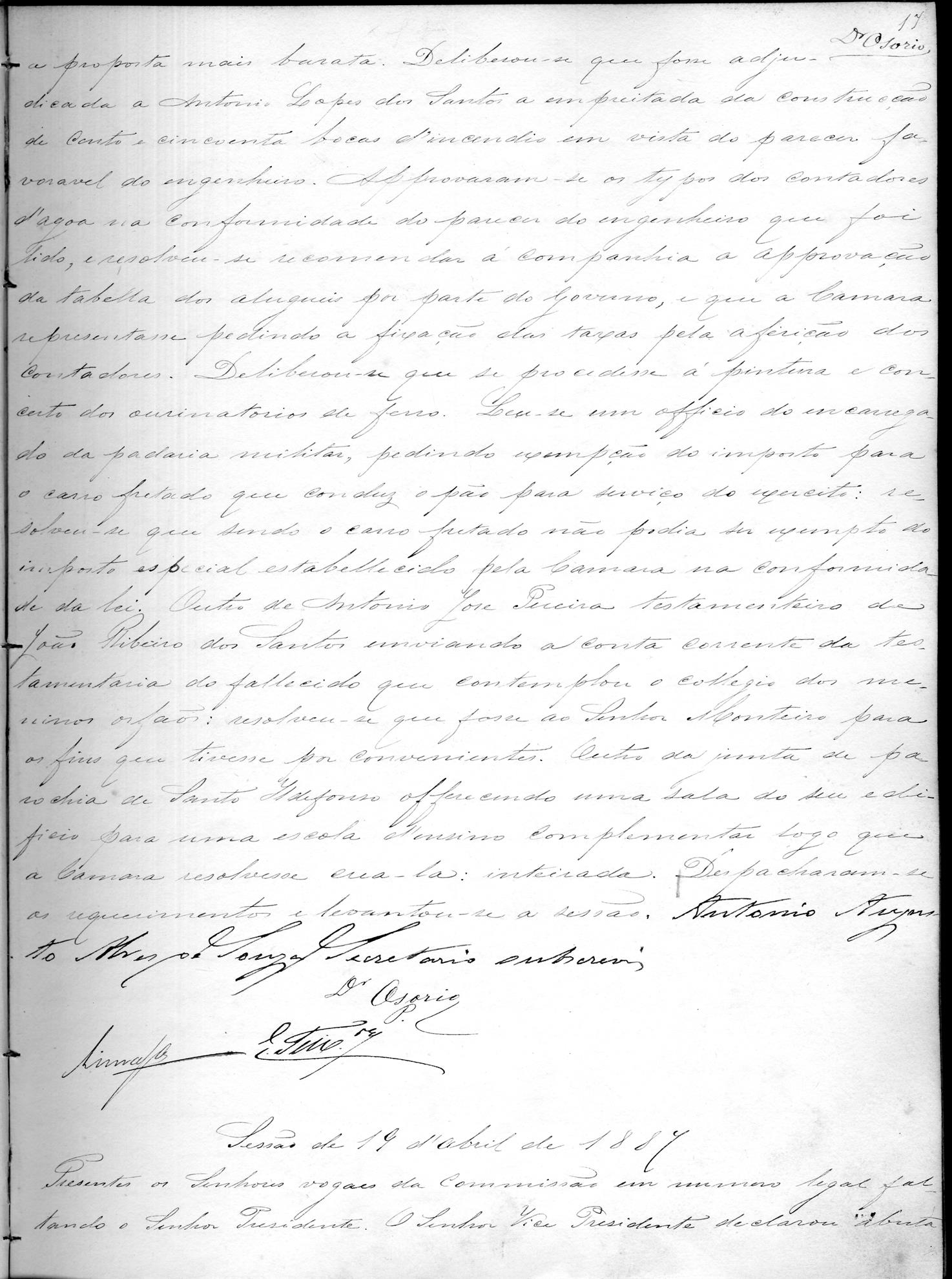 Acta da Comissão Executiva: 1887-04-19