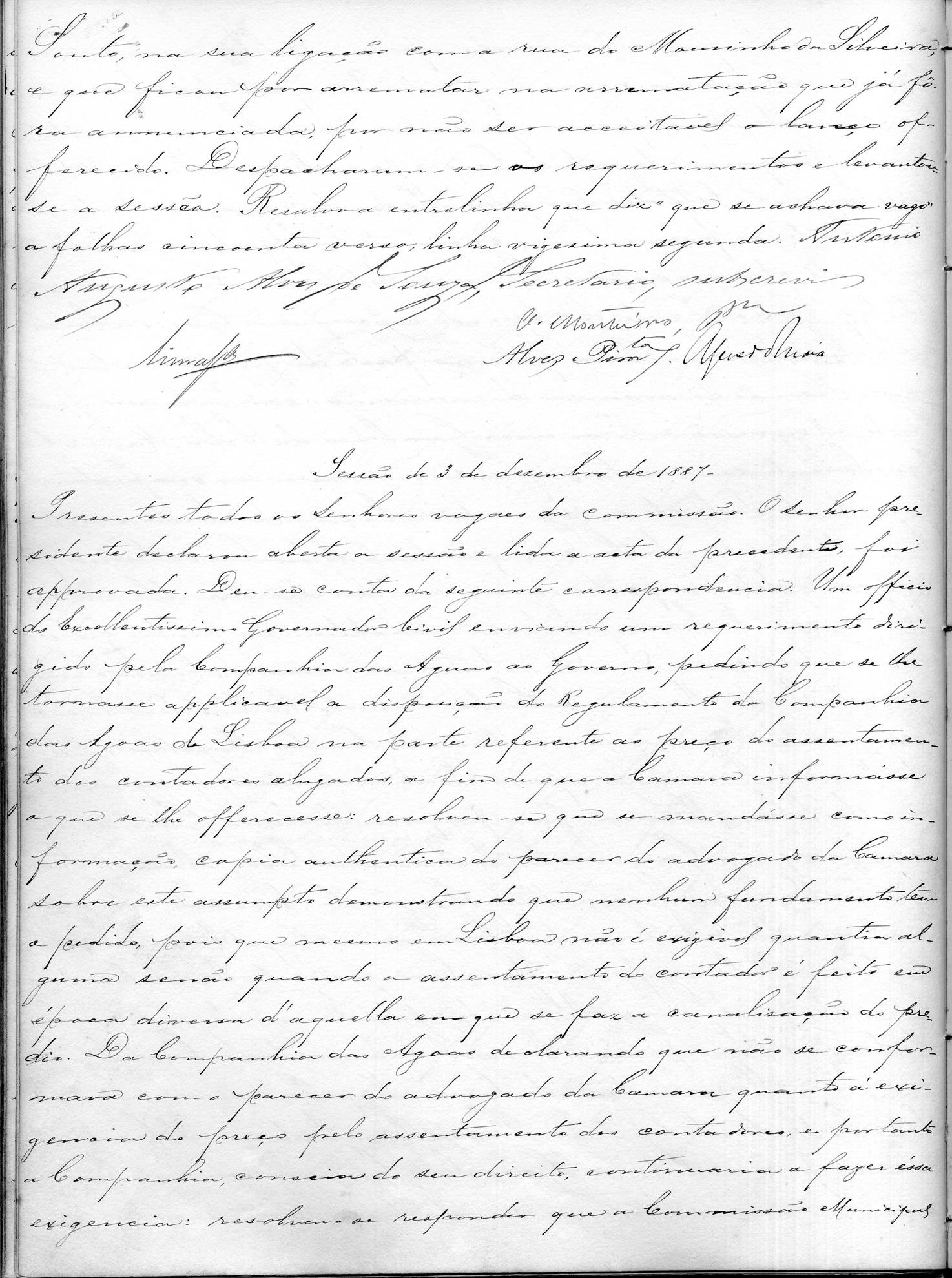 Acta da Comissão Executiva: 1887-12-03