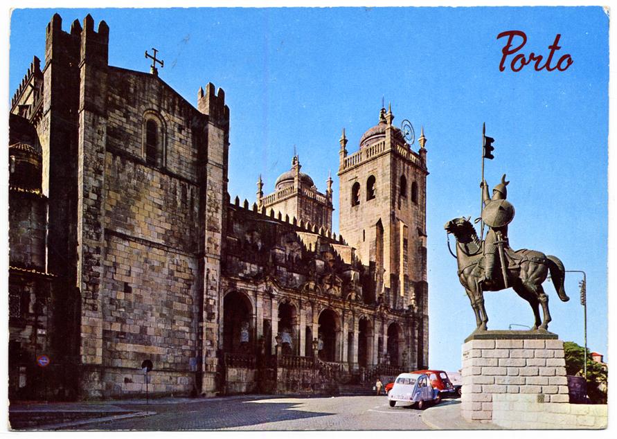 Porto : Sé Catedral e estátua de Vímara Peres