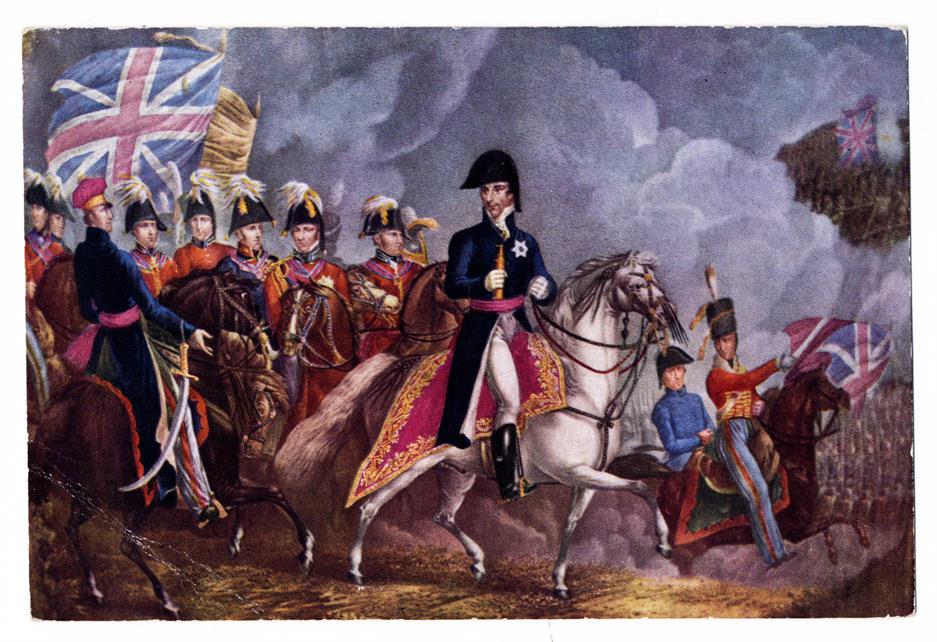 The Duke of Wellington and his staff at the Battle of Waterloo, 1815