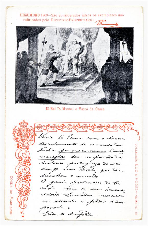Bilhete postal : El-Rei Dom Manoel e Vasco da Gama