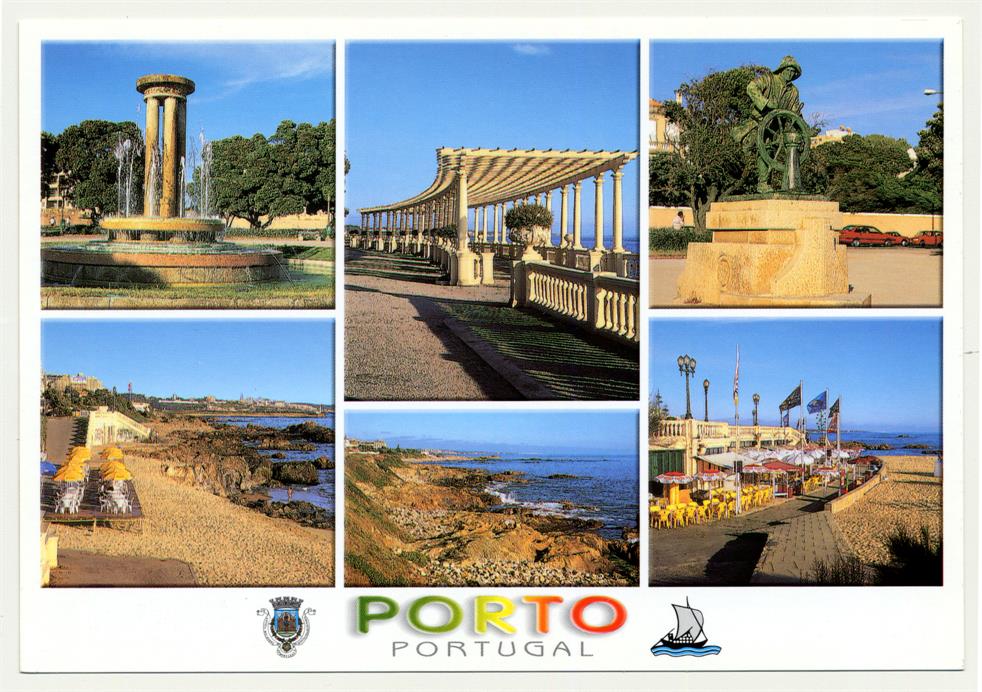 Porto : Fonte; Pérgola; Estátua do Homem do Leme; Praias e Esplanadas : Costa Verde : Portugal