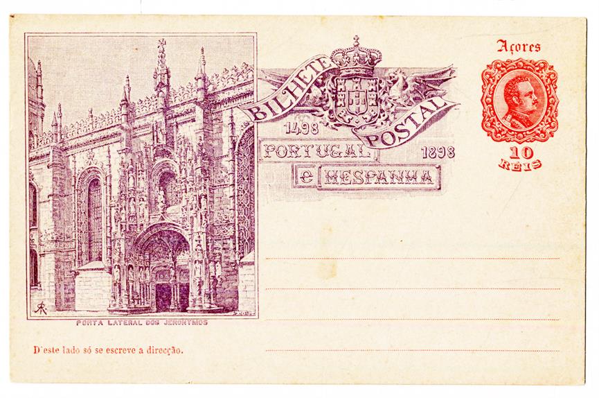 Bilhete Postal [para] Açores : Porta Lateral dos Jerónimos