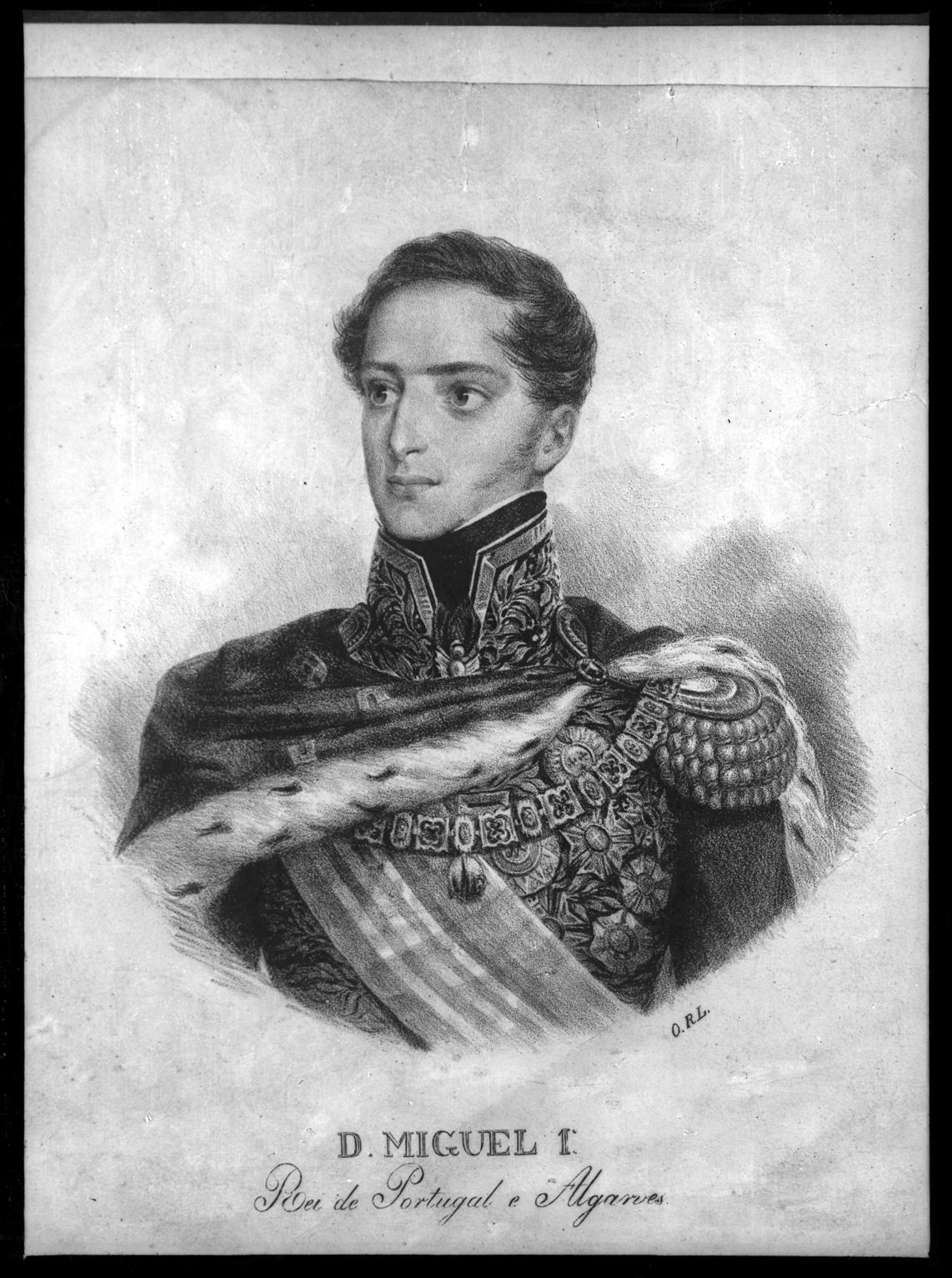 Gravura : D. Miguel I rei de Portugal e Algarves