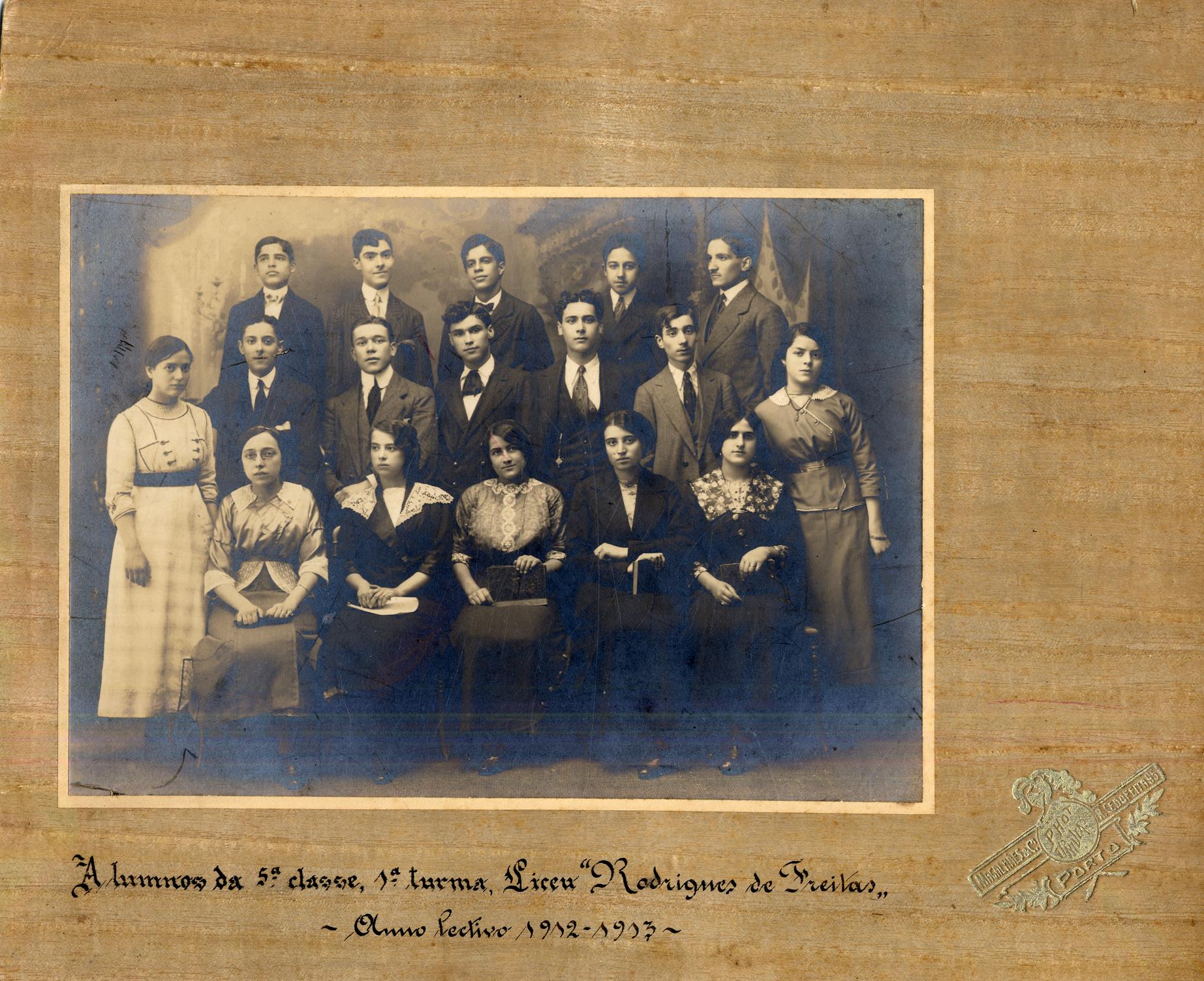 Alunos da 5ª classe : 1ª turma : Liceu Rodrigues de Freitas : ano lectivo 1912-1913