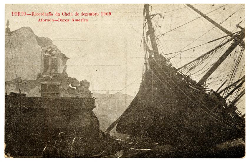 Porto : recordação da cheia de dezembro 1909 : Afurada : Barca America