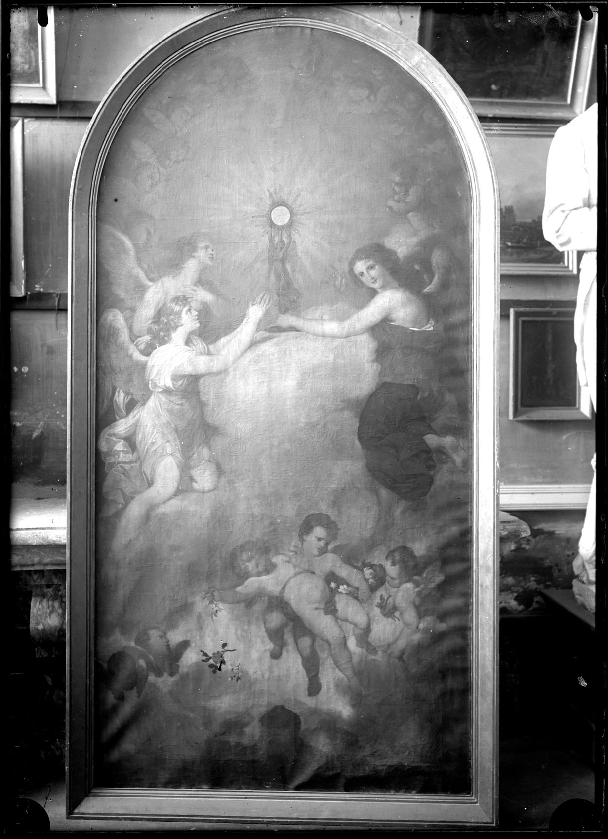O sacramento da eucaristia adorado pelos anjos : pintura