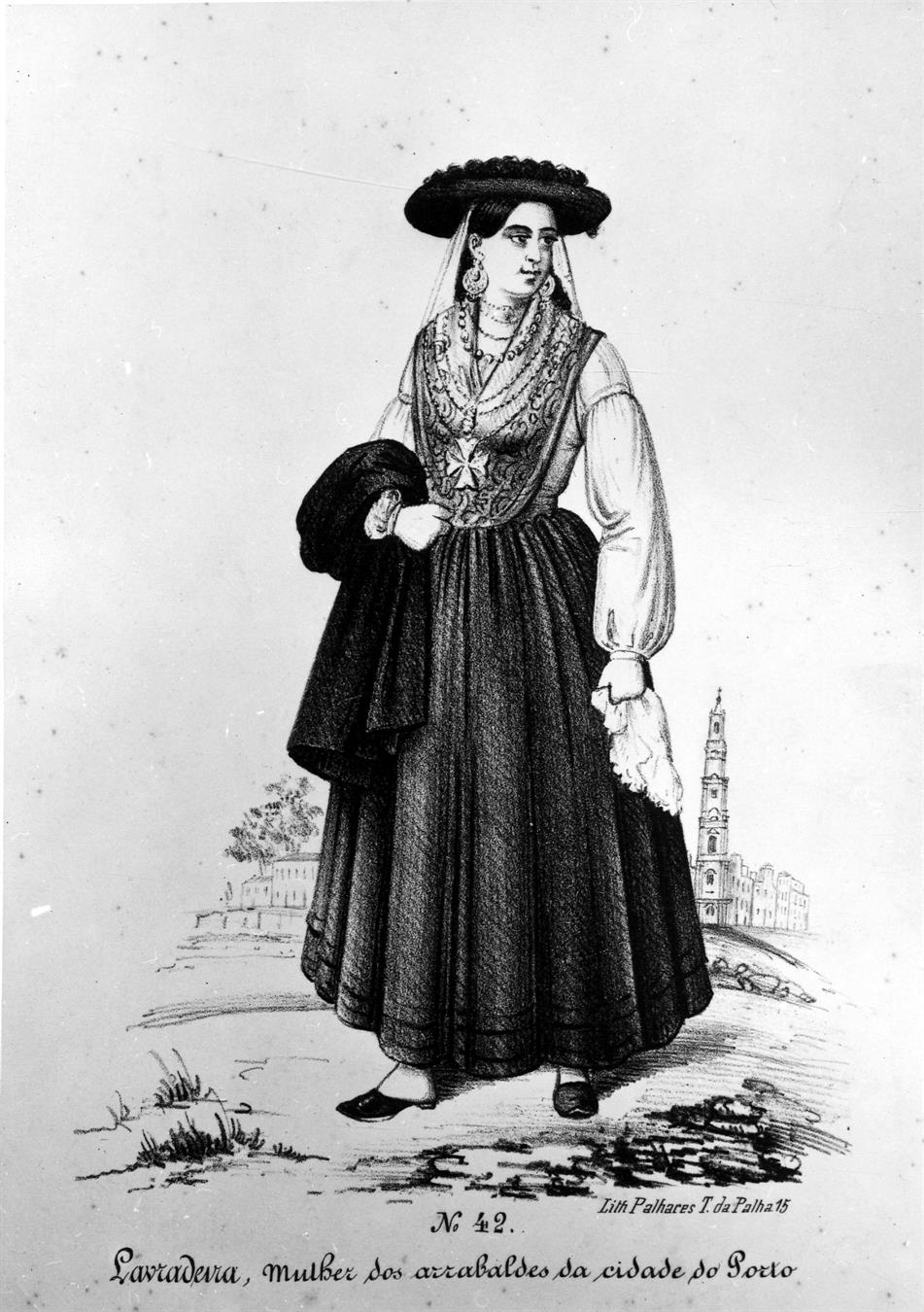 O traje popular tradicional no distrito do Porto : lavadeira : mulher dos arrabaldes da cidade do Porto