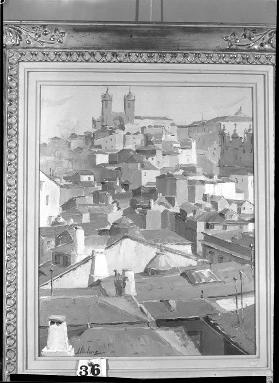 Como alguns artistas viram o Porto : Sé e telhados do velho Porto