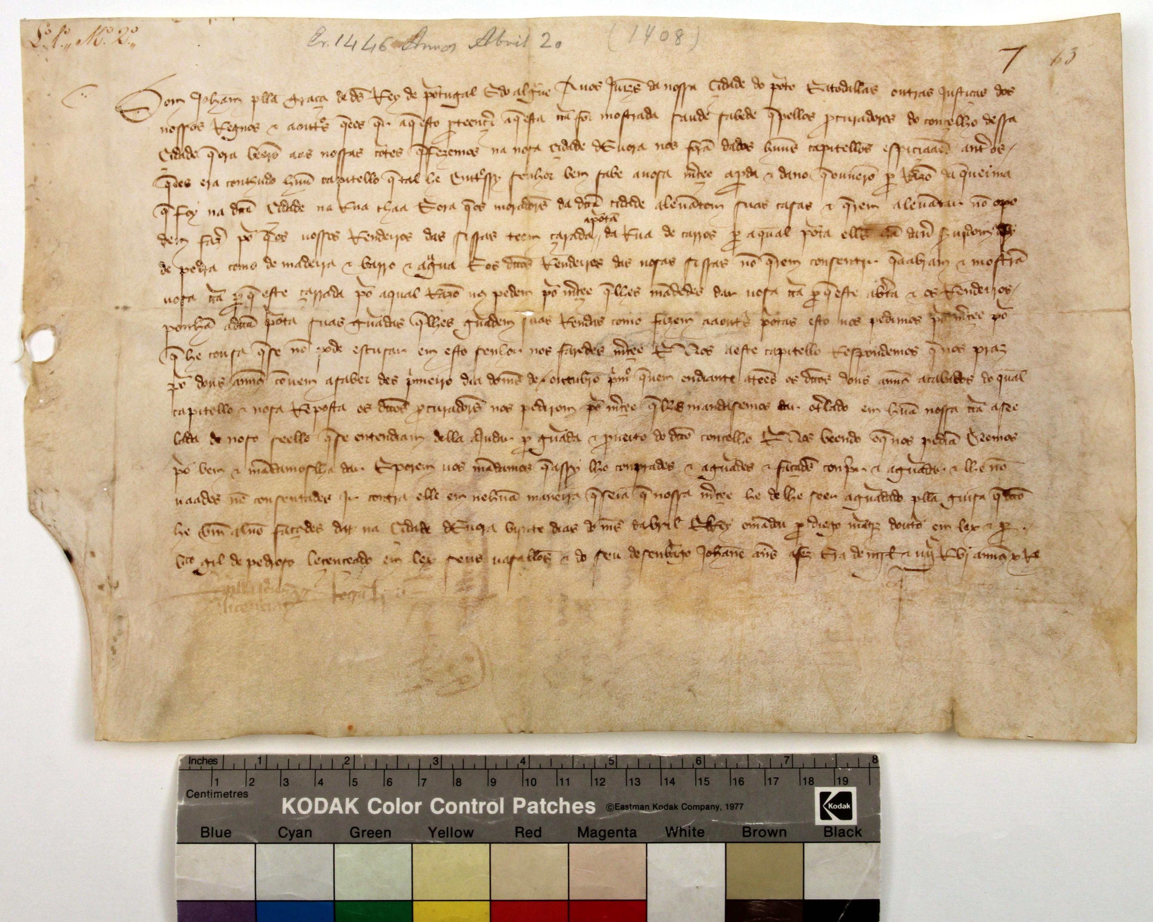 [Carta de D. João I ordenando a abertura da porta da Rua de Carros]